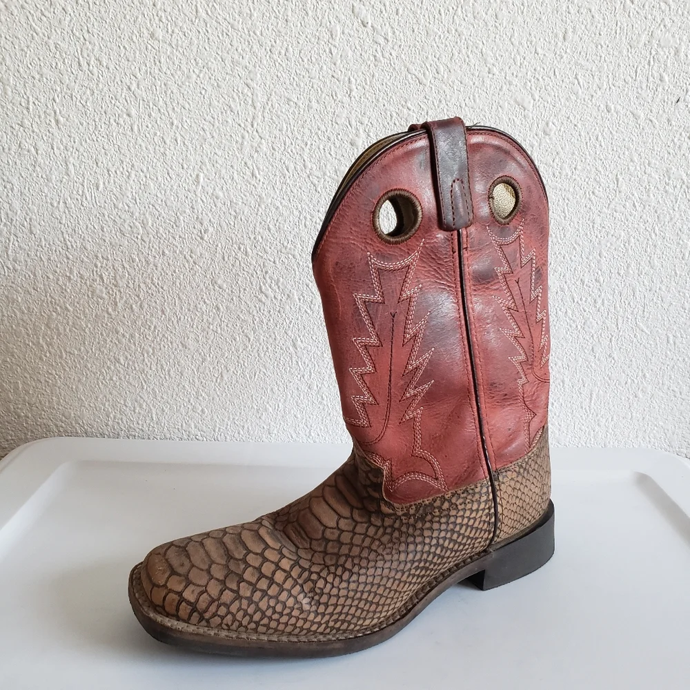 #Smoky Mountains Mens Western Rodeo Farm Cowboy Square Leather Boots
